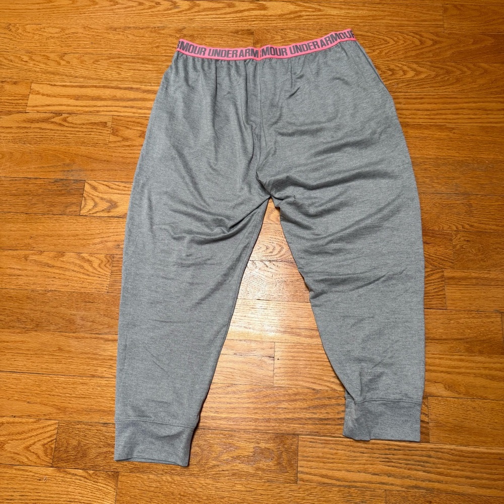 ⭐️Under Armour Gray Lounge Pants with Pink Branded Waistband - Picture 3 of 3